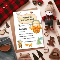 Lumberjack Kids Gingham Birthday Party Photo Invitation