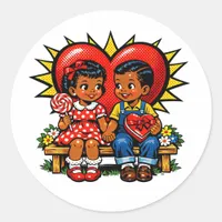 Valentine's Day | Retro Pop Art Vintage Classic Round Sticker