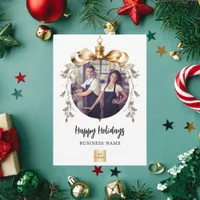 Christmas white gold bauble business photo holiday card