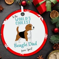 World's Coolest Beagle Dad Dog Drawing Round Metal Ornament