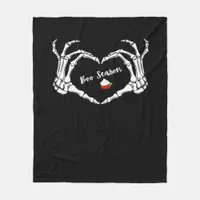 Skeleton Hand Heart Boo Season Spooky Vibe Fleece Blanket