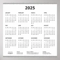 2025 Full Year Mini Calendar Business Logo Modern Poster