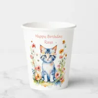 Little Kitten Girl's Birthday Party Personalized Paper Cups