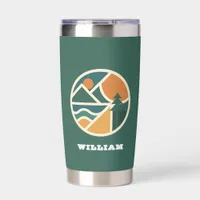 Retro green orange Mountain Adventure Camping Insulated Tumbler