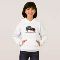 Plaid Green Christmas Tree in Red Truck Hoodie