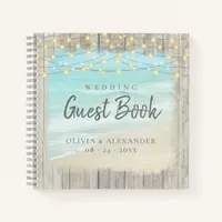 Rustic Beach String Lights Wedding Guest Book