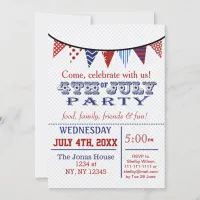 Fun Bunting July 4th Holiday party Invitation