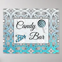 Black and Blue Candy Bar Wedding Sign Poster