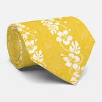 Yellow Hawaiian Hibiscus Aloalo Flower Wedding Neck Tie