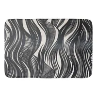 Modern Abstract Monochromatic Waves Bath Mat