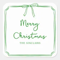 Personalized Minimalist Bow Design Christmas Party Square Sticker