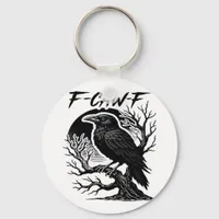 Crow F-Caw-F Gothic Humor Funny Keychain