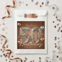 Bronze Silver Metallic 50th Birthday Thank You Favor Bag