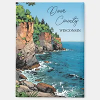 Door County, Wisconsin Illustration Lake Michigan Magnet