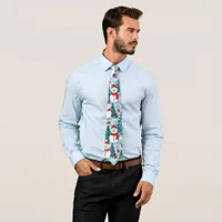 Cute Festive Christmas Snowmen Neck Tie