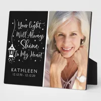 Your Light Shines Family Memorial Photo Keepsake Plaque