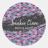 Chic Mermaid Scale Abstract Pattern Classic Round Sticker