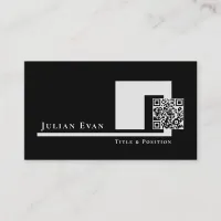 Modern Minimalist Black QR Code Business Card