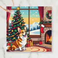 A Cute Festive Corgi Christmas Favor Tags