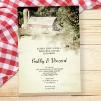 Red Barn and Silo Farm Watercolor Rehearsal Dinner Invitation