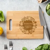Floral Wreath - Love Grows Here Engraved Cutting Board