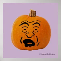 Jack o' Lantern Scared Face, Halloween Pumpkin Poster