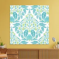 Art Nouveau Turquoise & Green–Vintage Floral  Canvas Print