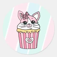 Kitty Cat Cupcake Birthday Classic Round Sticker