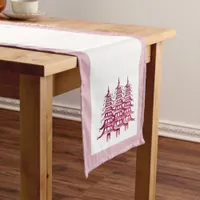 Dusty pink red Pagoda Christmas Trees  Medium Table Runner