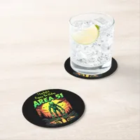 Bright Neon Aliens Watch Area 51 Round Paper Coaster