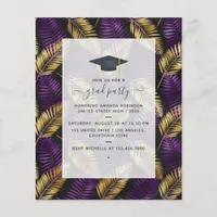 Exotic Tropical Purple and Gold Graduation Party Flyer