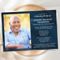 Celebration Of Life Modern Funeral Blue Marble  Invitation
