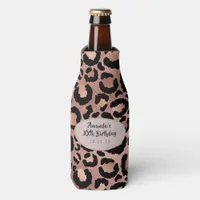 Rose Gold Foil Leopard Spots Bottle Cooler