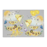 Cute Watercolor Cottagecore Yellow on grey | Placemat