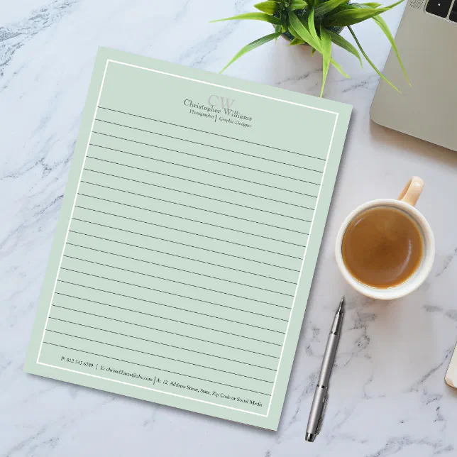 Professional Green Minimalist Notepad