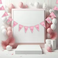 Pink Glitter Stars Happy Birthday Bunting Flags