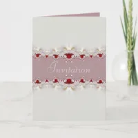 Strawberry & Creme Lace Invitation Card