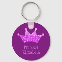 Personalized Princess pink purple tiara Keychain