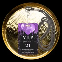 Birthday black purple balloon vip invitation badge