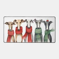 Cute Greyhound Dogs in Scarves Desk Mat