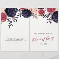 blushing red Navy floral Wedding programs