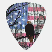 American Bald Eagle and Flag Grunge Guitar Pick