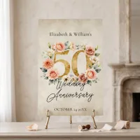 Vintage Blush Floral Gold 50th Wedding Anniversary Foam Board