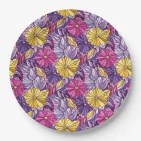 Stained Glass Abstract Purple Yellow Pink Paper Plates