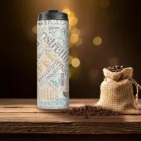 Coffee on Burlap Word Cloud Teal ID283 Thermal Tumbler