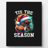 Tis The Season Football Mom Christmas Santa Hat Co Plaque