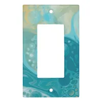 Sandy Brown Ocean Teal Fluid Art Light   Light Switch Cover