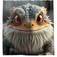 Funny smiling bearded dragon Shower Curtain