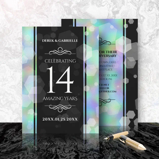 Elegant 14th Opal Wedding Anniversary Celebration Invitation