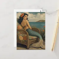 Mermaid in a Vintage Chair Postcard